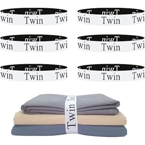 6 Pieces Bed Sheet Organizer Bands, Sheet Organizers and Storage Label Bands, Sheet Label for Bedding, Sheets Organizer for Closet,Sheet Keepers Linen Labels Bedding Bands (Twin)