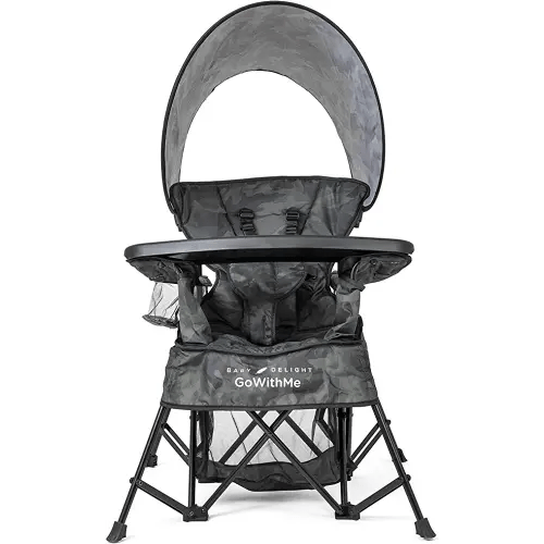 Baby Delight Go with Me Venture Portable Chair | Indoor and Outdoor | Sun Canopy | 3 Child Growth Stages | Carbon Camo