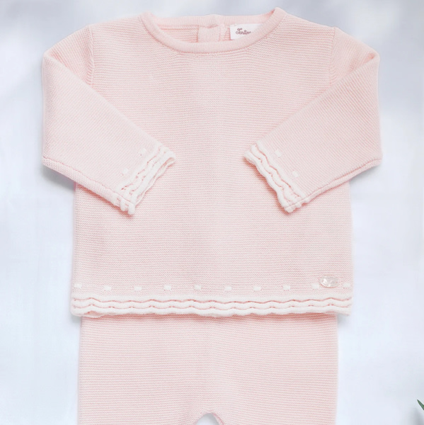Outfit Long - Pink cotton Scalloped girl | Tartine et Chocolat