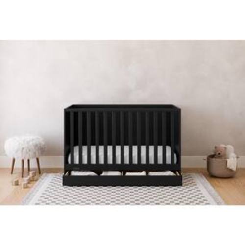 Theo Black 3-in-1 Convertible Crib with Drawer