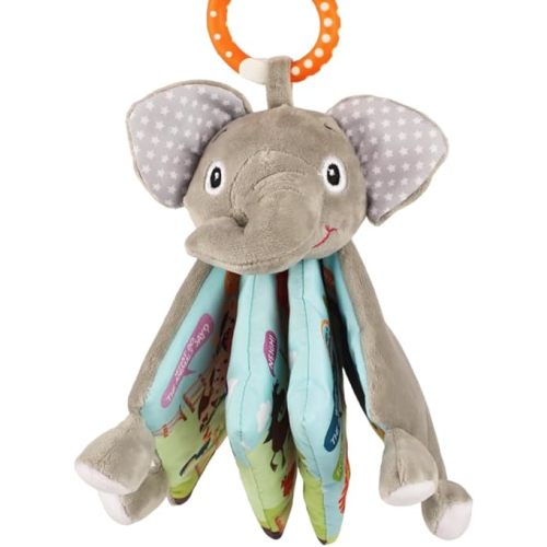 Elephant Baby Books Toys 0-6 Months, Loveys Crinkle Books for Babies,Touch and Feel Infant Toys 6-12-18 Months 1-2 Year Old, Shower Gifts Soft Cloth Book, Teether for Boys Girls - Small Edition