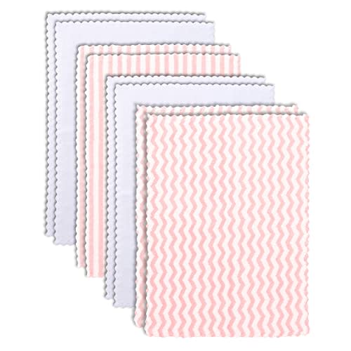 8 Pack Super Soft Baby Burp Cloths, Baby Washcloths, Ultra Absorbent Large Newborn Burping Cloth for Boy and Girl, Milk Spit Up Rags, Unisex for Baby Sensitive Skin, Pink and White, 16 x 12 Inch