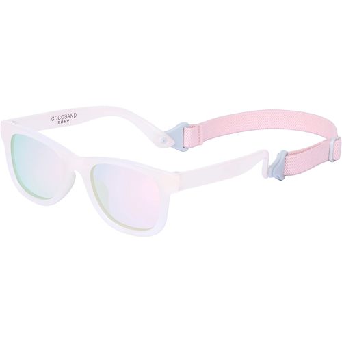 COCOSAND Baby Sunglasses with Strap Polarized Flexible Square UV400 for Infant Toddler Boys Girls Age 0-24 Months
