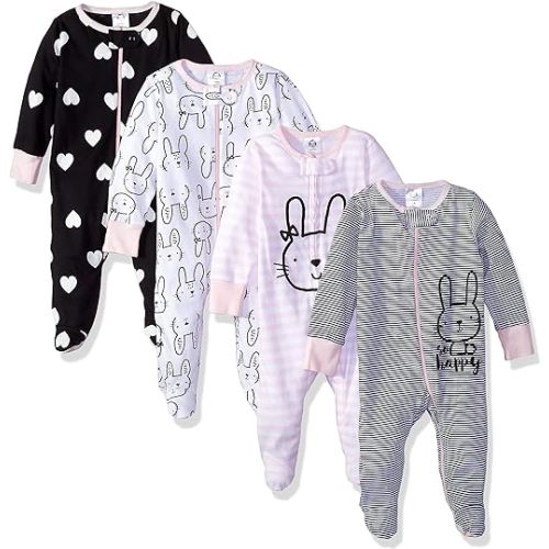 Gerber Baby Girls' 4 Pack Sleep 'N Play Footie