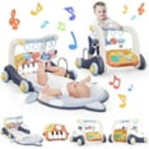 JoyStone 4 in 1 Baby Gym Play Mat & Baby Learning Walker, Baby Activity Mat with Kick and Play Piano for Infant Newborn, Gift 0-12 Months
