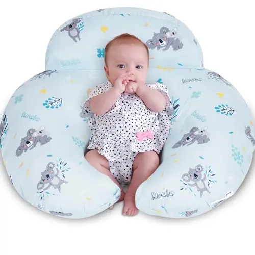 Nursing Pillow for Breastfeeding, Breastfeeding Pillows for More Support for Mom and Baby, with Plus Size Ergonomic Design and Removable Cotton Cover, Blue