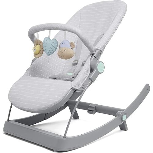 aden + anais 3-in-1 Infant to Toddler Transition Seat – Reclining Rocker, Bouncer & Seat for Newborns to 2 Years – Soft 100% Cotton Muslin Cover – 5 Point Safety Harness – Jungle Jam Toys