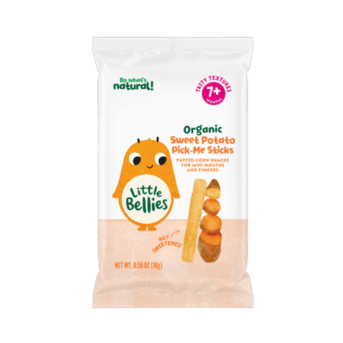 Little Bellies Organic Sweet Potato Pick-Me Sticks, Baby & Toddler Puff Snack, Age 7 Months, 0.56 oz