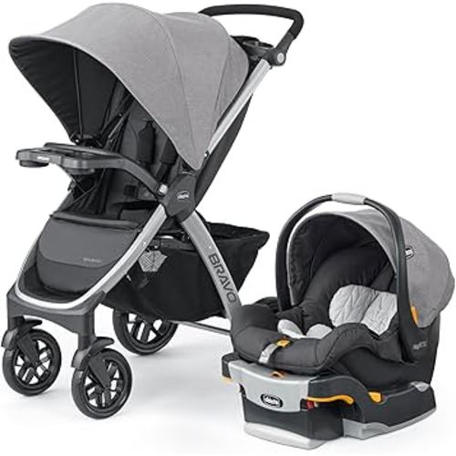 Chicco Bravo® 3-in-1 Trio Travel System, Bravo® Quick-Fold Stroller with KeyFit® 30 Infant Car Seat and Base, Car Seat and Stroller Combo
