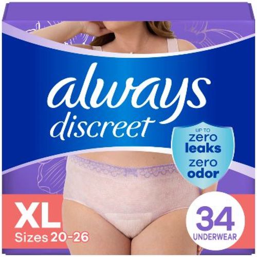 Always Discreet Adult Postpartum Incontinence Underwear for Women - Maximum Protection