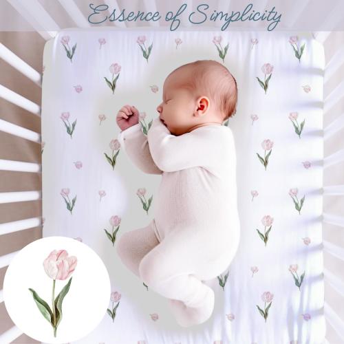Tulip Floral Crib sheet set girl Floral crib bedding Pink tulip flower baby gift for newborn crib sheets Boho Floral Nursery decor gift girl