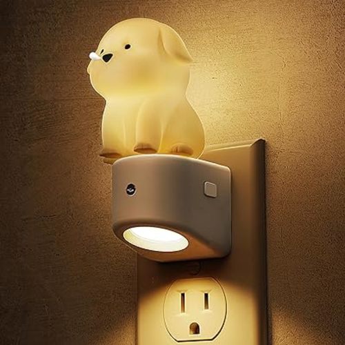 L LOHAS LED Plug in Night Light for Kids, 3D Cute Puppy Night Lights with Dusk to Dawn Sensor, RGB+Soft White 3000K Dog Night Light, Birthday Gift Nightlight for Kids, Room Decor