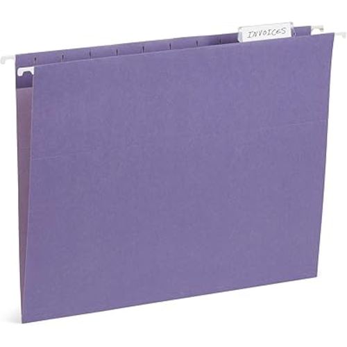 Blue Summit Hanging File Folders for Organization, Letter Size, Purple – 25 Pack