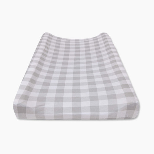 Burt's Bees Baby Organic Cotton Jersey Changing Pad Cover - Fog Buffalo Check