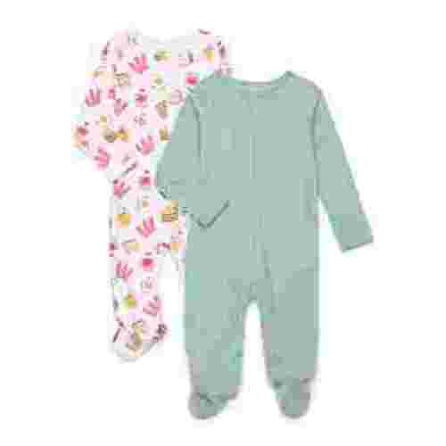 Wonder Nation Baby Gender Neutral Zip Front Footed Sleep N Play Pajamas, 2-Pack, Sizes Preemie-6/9 Months