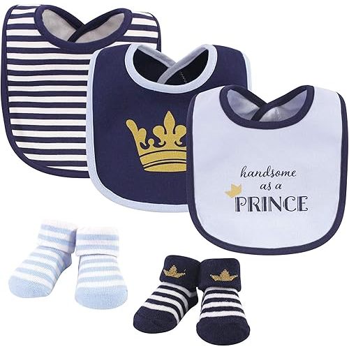 Hudson Baby Unisex BabyCotton Bib and Sock Set