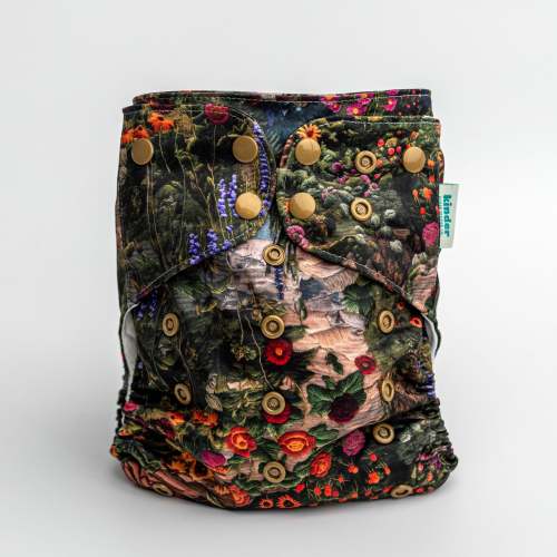 Floral: Essentials Pocket Cloth Diaper with Athletic Wicking Jersey, Grows with your Baby