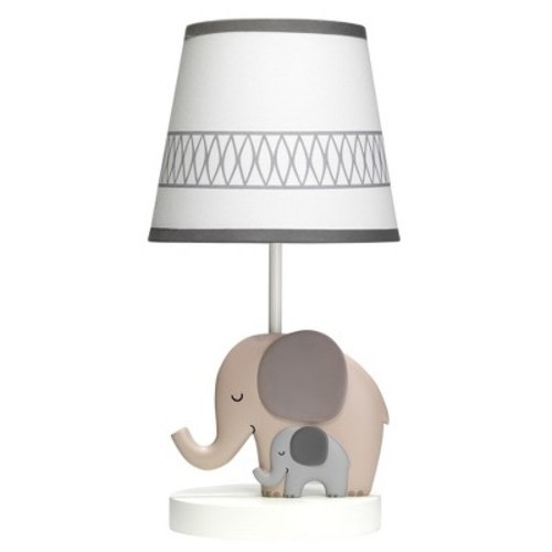 Bedtime Originals Elephant Love Gray/white Nursery Lamp With Shade & Bulb