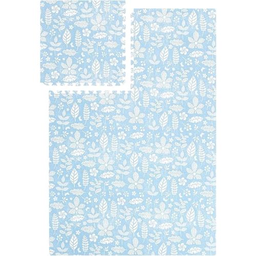 PopsyKoys Premium Baby Foam Play Mats - Stylish & Large Non-Toxic Puzzle Floor Tiles for Yoga- Spacious 6ft x 4ft - Expandable Interlocking Crawling Mats - Soft, Thick, Waterproof - Tranquil Blue