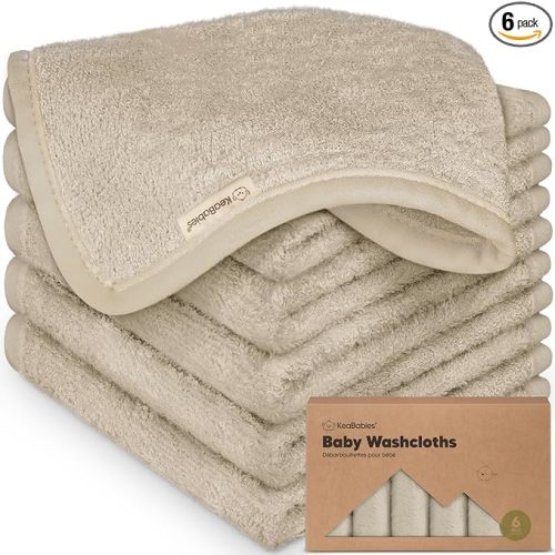 6-Pack Baby Washcloths - Soft Absorbent Viscose from Bamboo Wash Cloths for Babies, Kids, Toddlers, Infant, Newborn Bath Towels, Gentle on Sensitive Skin, 10x10 Reusable Face Towels(Earth Brown)