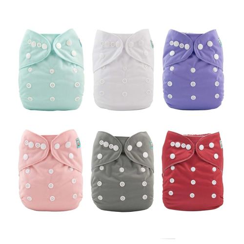 ALVABABY 6 Pack Cloth Diaper with 12 Inserts One Size Adjustable Washable Reusable Diaper Cover for Baby Girls and Boys : Baby
