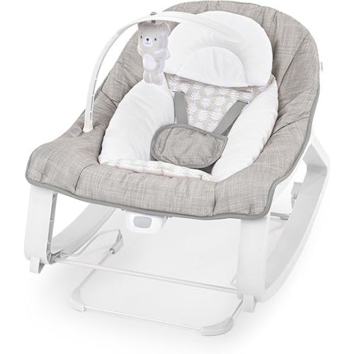 Ingenuity Keep Cozy 3-in-1 Grow with Me Vibrating Baby Bouncer Seat & Infant to Toddler Rocker, Vibrations & Toy Bar, 0-30 Months Up to 40 lbs (Linden)