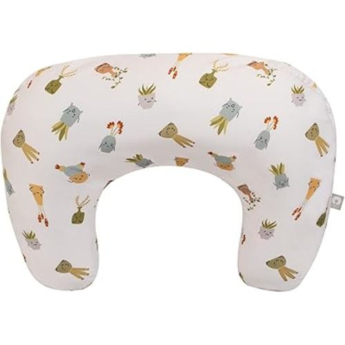 Boppy Nursing Pillow - Ergonomic Bottle & Breastfeeding Pillow with High, Firm, Large Area, Water-Repellent Cushion with Washable Cover; Baby Safety Alliance Verified - Tan Happy Houseplants