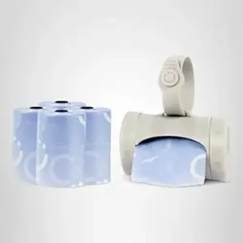 Ubbi Retractable Bag Dispenser for Diaper Bag Value Set, Portable Bag Holder for Travel, Newborn Baby Essentials, Diaper Bag Must Have, Includes 60 Lavender Scented Bags, Gray