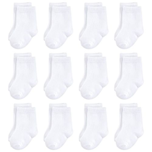 Touched By Nature Baby Unisex Organic Cotton Socks, White 12-pack, 6-12 Months