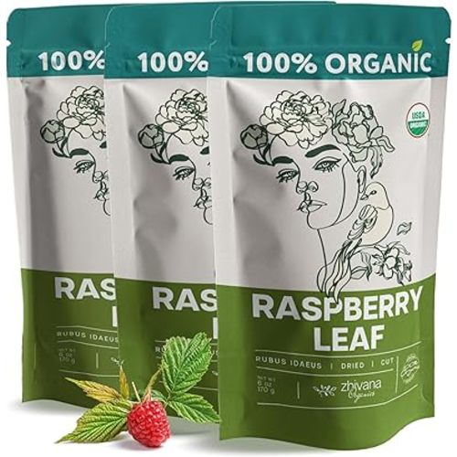 Organic Raspberry Leaf Tea (PACK of 3) - Red Raspberry Leaves for PMS Symptoms, Hormone Balance, Menstural Cramps - Womens Health Support