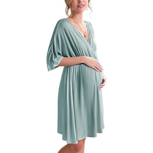 Ekouaer 3 in 1 Labor/Delivery/Hospital Gown Maternity Dress Nursing Nightgown Sleepwear for Breastfeeding