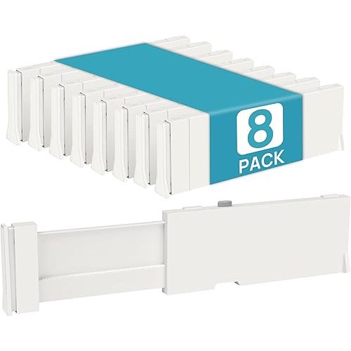 Vtopmart Drawer Dividers for Clothes 8 Pack, Adjustable 4" High Expandable from 11.6"-17" Dresser Drawer Organizer, Plastic Drawers Separators for Dresser, Baby Clothes, Kitchen and Office Storage