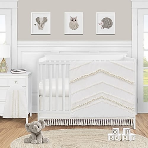 Sweet Jojo Designs® Boho Fringe 4-Piece Crib Bedding Set in Ivory/WhiteSweet Jojo Designs® Boho Fringe 4-Piece Crib Bedding Set in Ivory/White