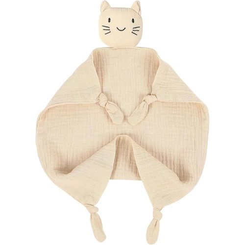 Muslin Baby Loveys Organic Cotton Cat Security Blankets for Babies Soft Breathable Organic Cotton Animals Baby Snuggle for Newborn Boys Girls Unique Neutral Christmas