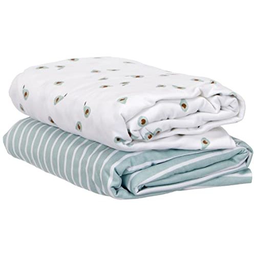 Simple Joys by Carter's Baby 2-Pack Cotton Crib Sheets, Stripe/Avocados, One Size