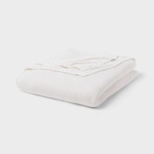 Twin/Twin Extra Long Sweater Knit Bed Blanket White