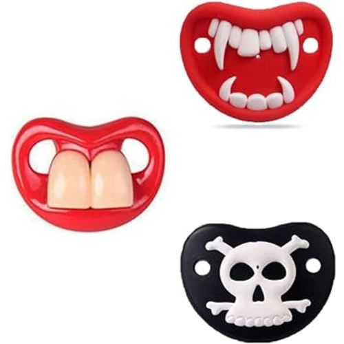 INTATIKOO Funny Pacifier for Baby 0-18 Months Infant Funny Pacifier Baby Teeth and Vampire Pacifier Funny Pacifiers for Boys and Girls BPA Free (4 Packs)