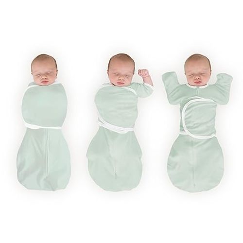 SwaddleDesigns Organic 6-Way Omni Swaddle Sack, Arms Up Swaddle for Newborn, More Options to Calm Startle Reflex, Improves Sleep, Small, 0-3 mo, 6-14 lbs, Soft Jadeite