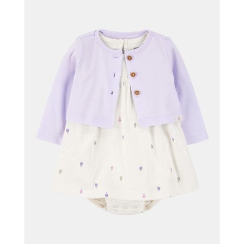 Baby 2-Piece Bodysuit Dress & Cardigan Set - Purple/White | Carter's