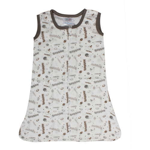 Bacati - Football Brown/Grey 100% Cotton breathable Muslin Sleep Sack