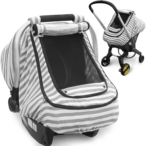Baby Car Seat Cover, YVMVDV Muslin Carseat cover for Babies,Infant Car Seat Cover Canopy for Boy Girls