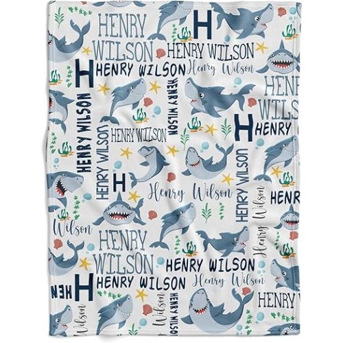 Personalized Shark Baby Blanket, Baby Shark Throw Blanket, Baby Blanket Under The Sea, Baby Blanket Ocean, Baby Blanket with Name, Baby Name Blanket, Monogrammed Baby Blanket