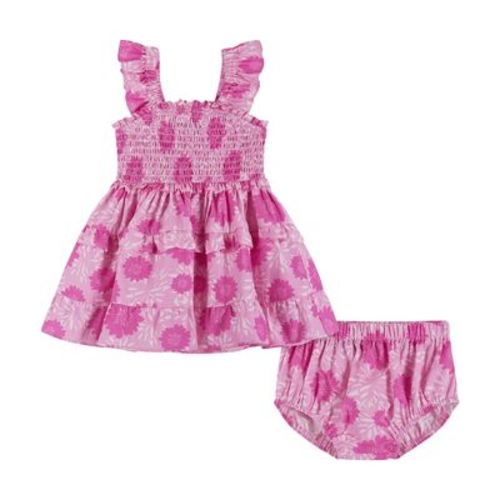 Andy & Evan Infant Girls Floral Tiered Midi Dress Pink, Size 3-6 Months.
