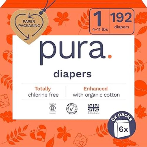 Pura Size 1 Eco-Friendly Diapers (4-11lbs) Hypoallergenic