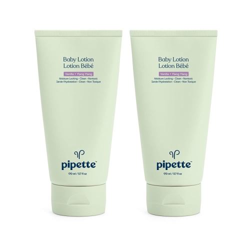 Pipette Baby Lotion - New & Improved Formula, Hydration & Natural Moisture of Baby's Delicate Skin, Renewable Plant-Derived Squalane, Vanilla + Ylang Ylang Aroma, 5.7 fl oz (Pack of 2)