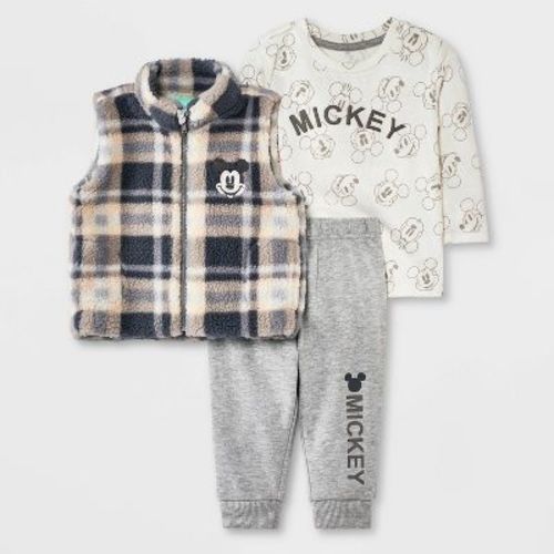 Baby Boys' Disney Mickey Mouse Vest Top and Pants Set - Gray, Size: 0-3M