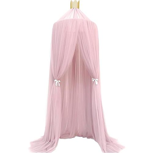 Pink Bed Canopy Canopy Net for Bed Bed Curtains from Ceiling 23.6 x 94.5 Inches Mosquito Net for Children's Bed Decoration Canopy Bed Curtains with Ribbon and Gold Decorative Paper