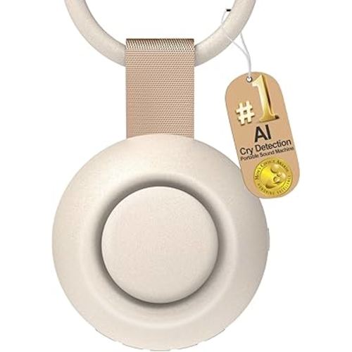 2025 Mom's Choice Awards, Portable Sound Machine for Baby Adult, AI Cry Detection, 18 Soothing Sound, Bluetooth Rechargeable White Noise Machine for Home Office Travel, Nursery Light, Gray