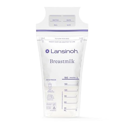 Lansinoh Breastmilk Storage Bags, 200 Count (2 Packs of 100 Bags) Milk Freezer Bags for Long Term Breastfeeding Storage, Pump Directly into Bags, Nursing Essentials