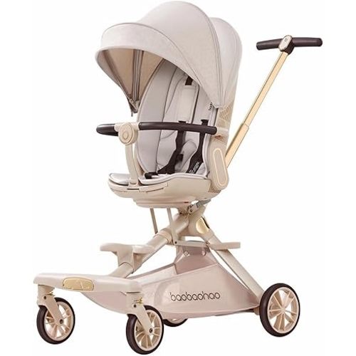 Lightweight Folding Stroller Wagon for Baby & Toddler Travel, 360° Reversible Seat, Adjustable Canopy with Storage Basket, Airplane-Friendly Compact Umbrella Stroller